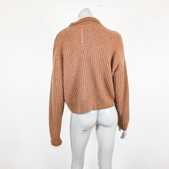 Rag & Bone NY Small Maxine Ribbed Polo Sweater in Camel Brown - Picture 5 of 10